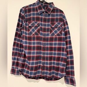 Vans Maroon Blue Plaid Flanel LONG SLEEVE SHIRT Large L 16.5 x 35/36